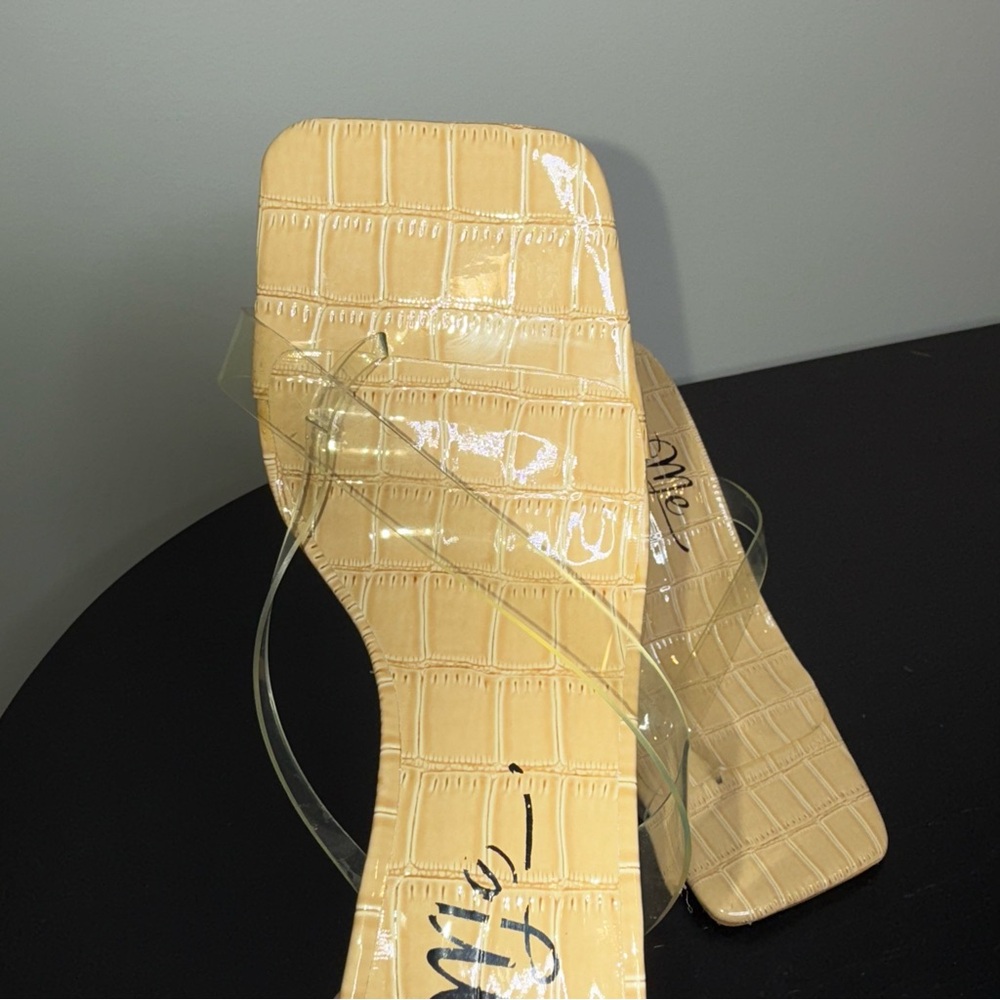 🖤So Me y2k Clear Straps Beige Croc-Patterned Heels - Picture 5 of 6